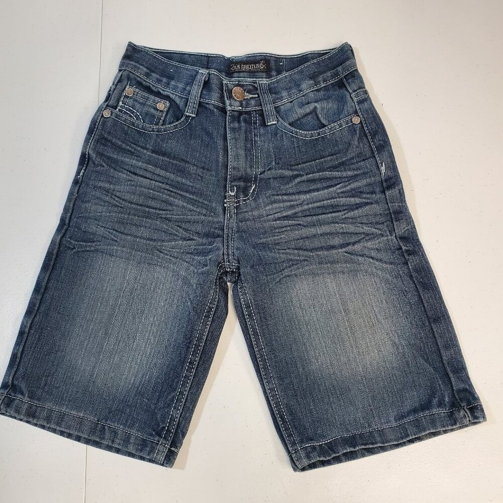 Chams Denim Shorts Women 5 Blue Relaxed Fit Distressed Stitch Pockets Casual